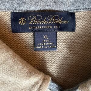 Brooks Brothers 100% lambswool sweater, tan, size XL w/ collar + buttons